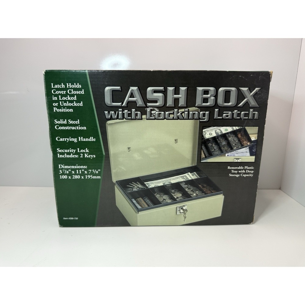 NEW Steel Cash Box w/ Lock & 2 Keys –‎ Money Safe Coin Tray Organizer